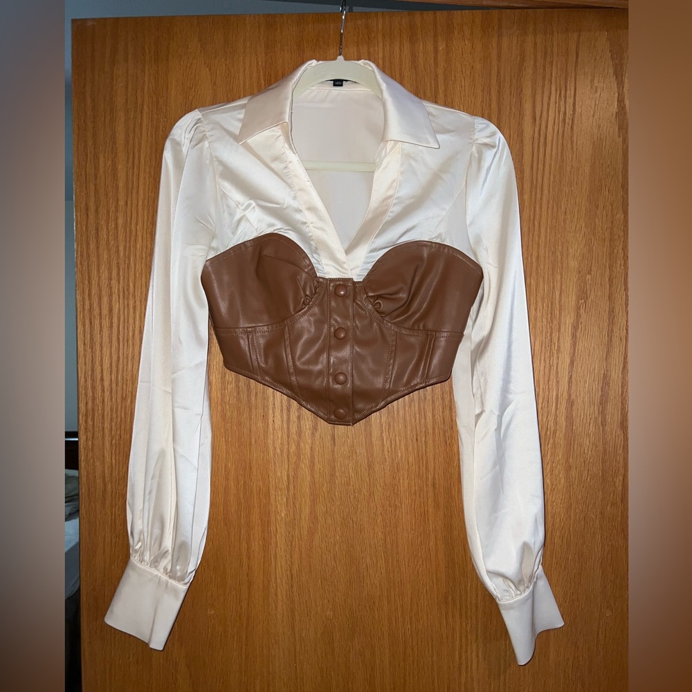 Satin/Pleather Crop Top